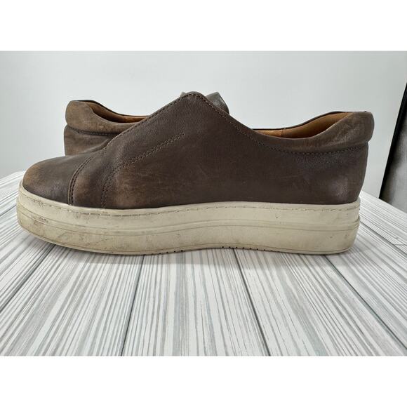 J/Slides Starr Women's Sz 8.5 Brown Leather Wedge Slip-On Sneakers Comfort Shoes - Picture 7 of 9